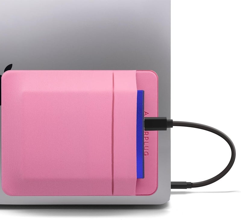 Afterplug 2-Pocket Adhesive Pouch for Laptop, Compatible with External 2.5" HDD, SSD, Magic Mouse, USB Cable and More - Pink - Image 1